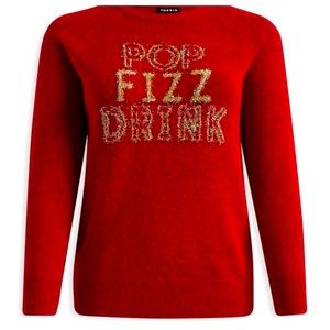 Torrid "Pop Fizz Drink" Tinsel Pullover Crew Neck Sweater, size 4x